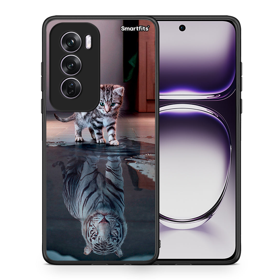 Θήκη Oppo Reno12 Pro Tiger Cute από τη Smartfits με σχέδιο στο πίσω μέρος και μαύρο περίβλημα | Oppo Reno12 Pro Tiger Cute case with colorful back and black bezels