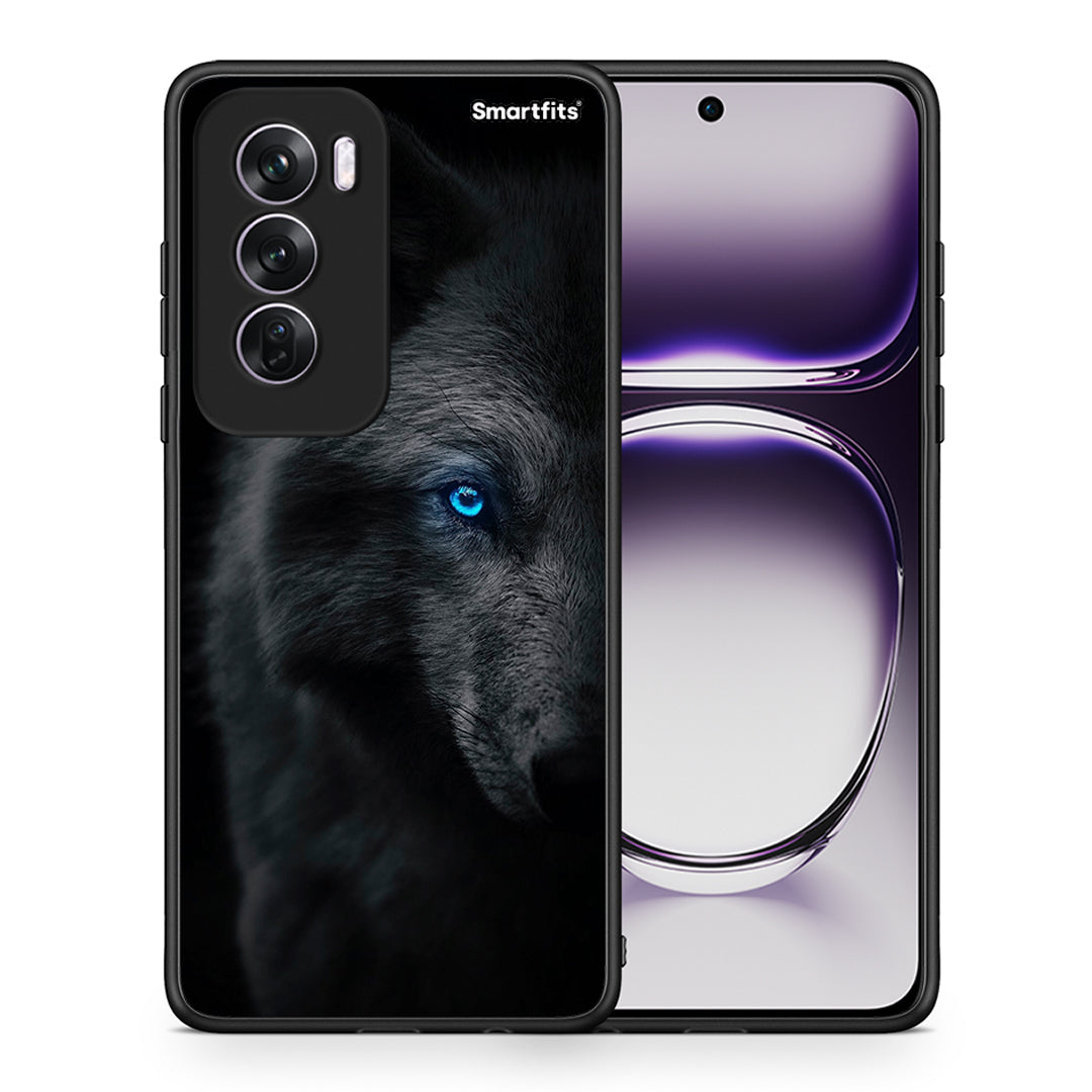 Θήκη Oppo Reno12 Pro Dark Wolf από τη Smartfits με σχέδιο στο πίσω μέρος και μαύρο περίβλημα | Oppo Reno12 Pro Dark Wolf case with colorful back and black bezels