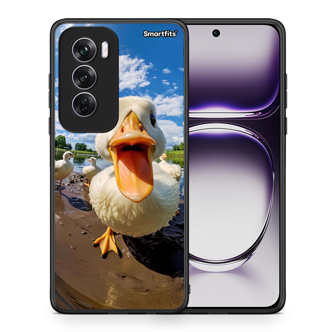 Θήκη Oppo Reno12 Pro Duck Face από τη Smartfits με σχέδιο στο πίσω μέρος και μαύρο περίβλημα | Oppo Reno12 Pro Duck Face case with colorful back and black bezels