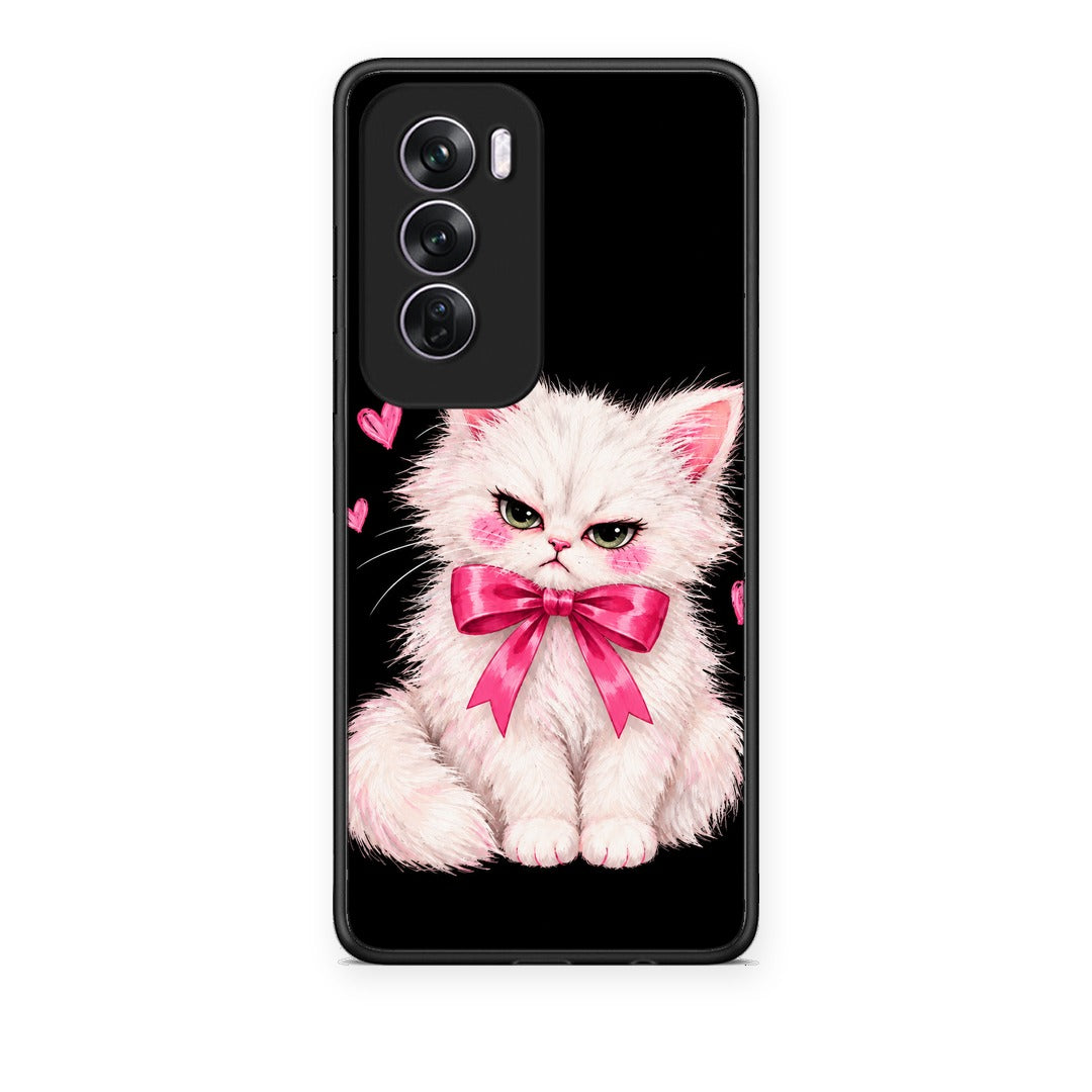 Θήκη Oppo Reno12 Pro Grumpy Party Kitten on Black από τη Smartfits με σχέδιο στο πίσω μέρος και μαύρο περίβλημα | Oppo Reno12 Pro Grumpy Party Kitten on Black case with colorful back and black bezels