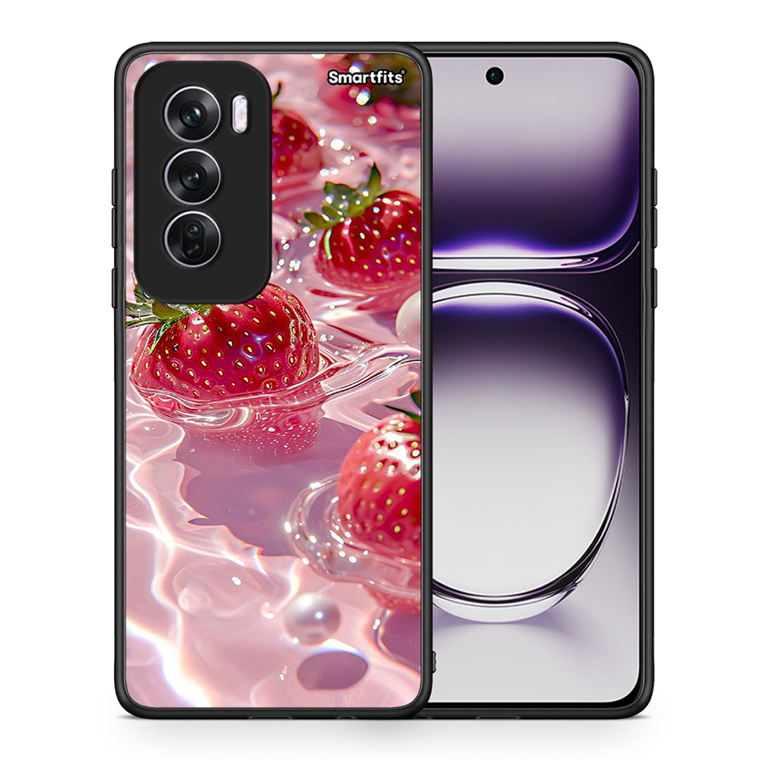 Θήκη Oppo Reno12 Pro Juicy Strawberries από τη Smartfits με σχέδιο στο πίσω μέρος και μαύρο περίβλημα | Oppo Reno12 Pro Juicy Strawberries case with colorful back and black bezels