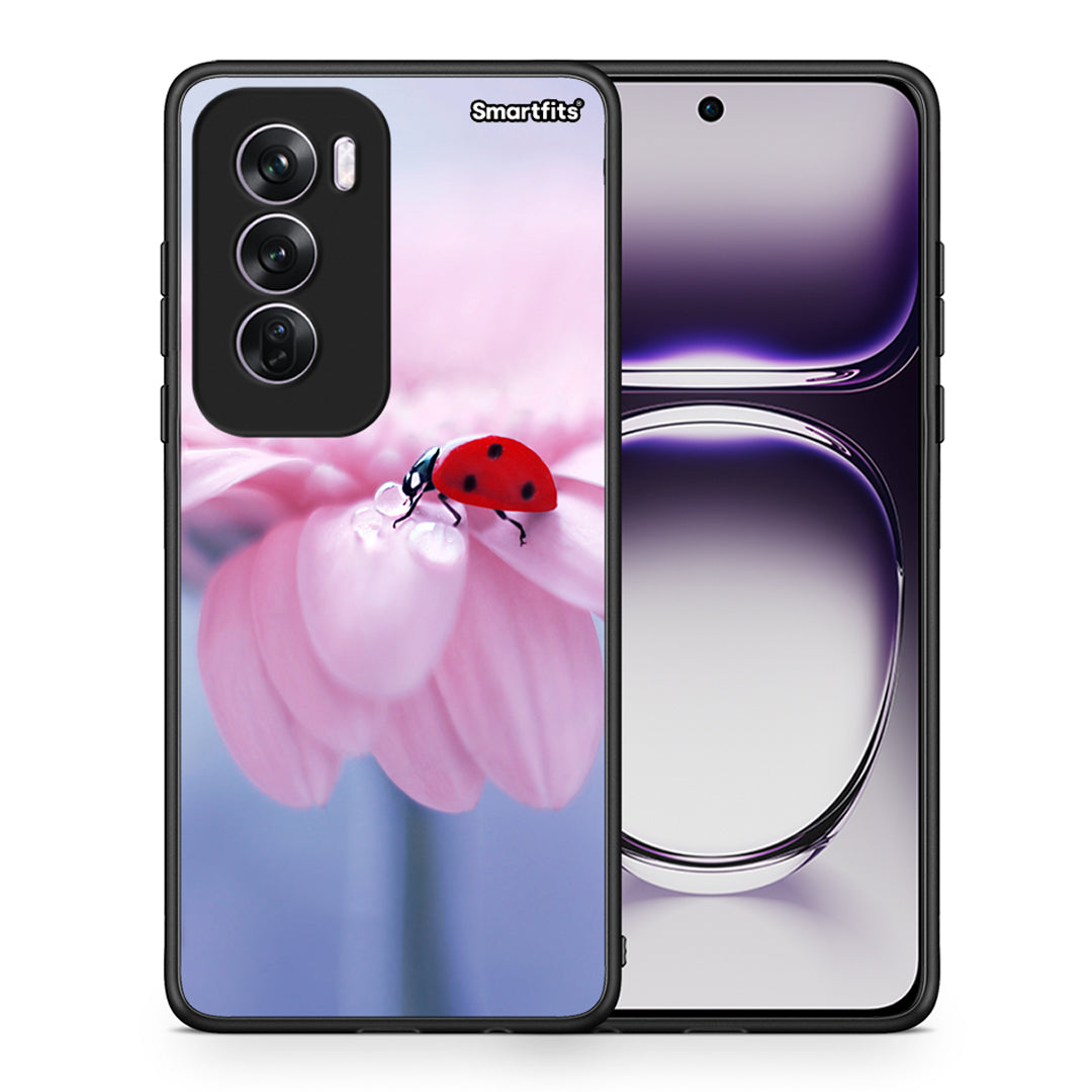 Θήκη Oppo Reno12 Pro Ladybug Flower από τη Smartfits με σχέδιο στο πίσω μέρος και μαύρο περίβλημα | Oppo Reno12 Pro Ladybug Flower case with colorful back and black bezels