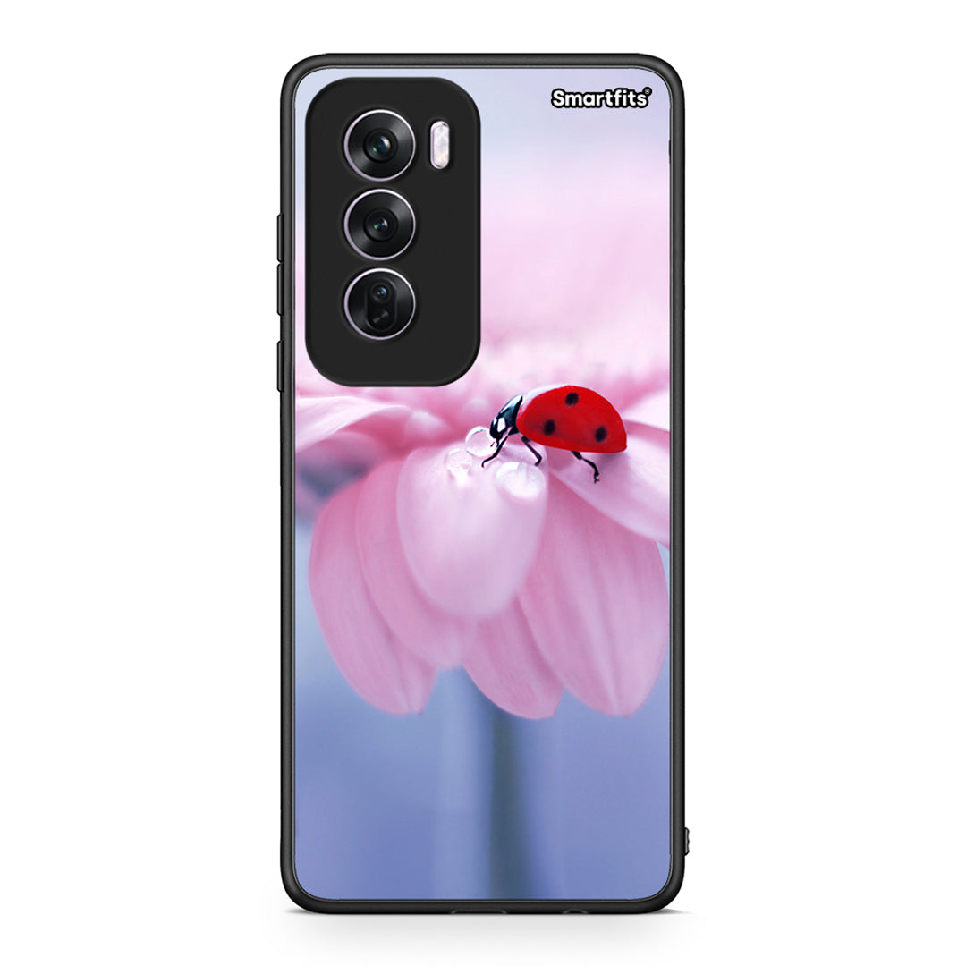 Oppo Reno12 Pro Ladybug Flower θήκη από τη Smartfits με σχέδιο στο πίσω μέρος και μαύρο περίβλημα | Smartphone case with colorful back and black bezels by Smartfits