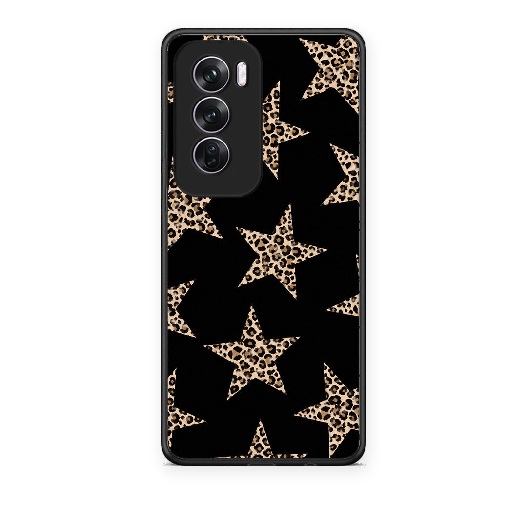 Θήκη Oppo Reno12 Pro Leopard Stars on Black από τη Smartfits με σχέδιο στο πίσω μέρος και μαύρο περίβλημα | Oppo Reno12 Pro Leopard Stars on Black case with colorful back and black bezels