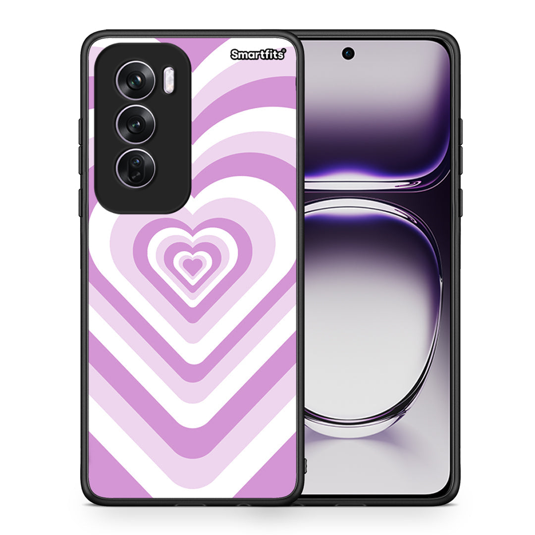 Θήκη Oppo Reno12 Pro Lilac Hearts από τη Smartfits με σχέδιο στο πίσω μέρος και μαύρο περίβλημα | Oppo Reno12 Pro Lilac Hearts case with colorful back and black bezels