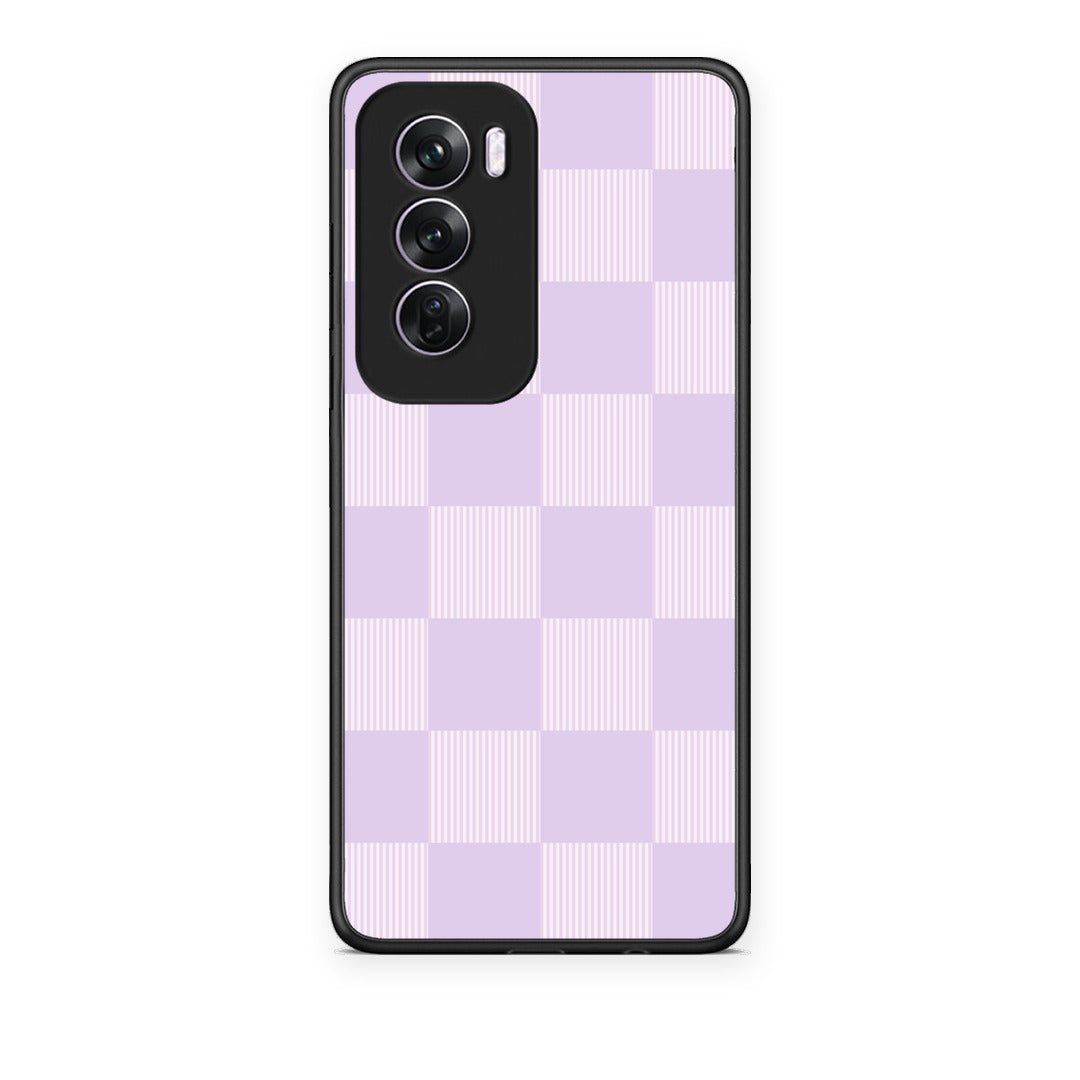 Θήκη Oppo Reno12 Pro Lilac and Cream Striped Checks από τη Smartfits με σχέδιο στο πίσω μέρος και μαύρο περίβλημα | Oppo Reno12 Pro Lilac and Cream Striped Checks case with colorful back and black bezels