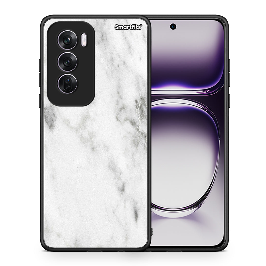 Θήκη Oppo Reno12 Pro White Marble από τη Smartfits με σχέδιο στο πίσω μέρος και μαύρο περίβλημα | Oppo Reno12 Pro White Marble case with colorful back and black bezels