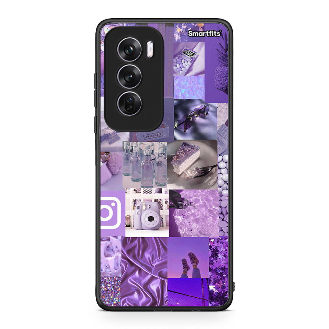 Oppo Reno12 Pro Purple Aesthetic Collage θήκη από τη Smartfits με σχέδιο στο πίσω μέρος και μαύρο περίβλημα | Smartphone case with colorful back and black bezels by Smartfits