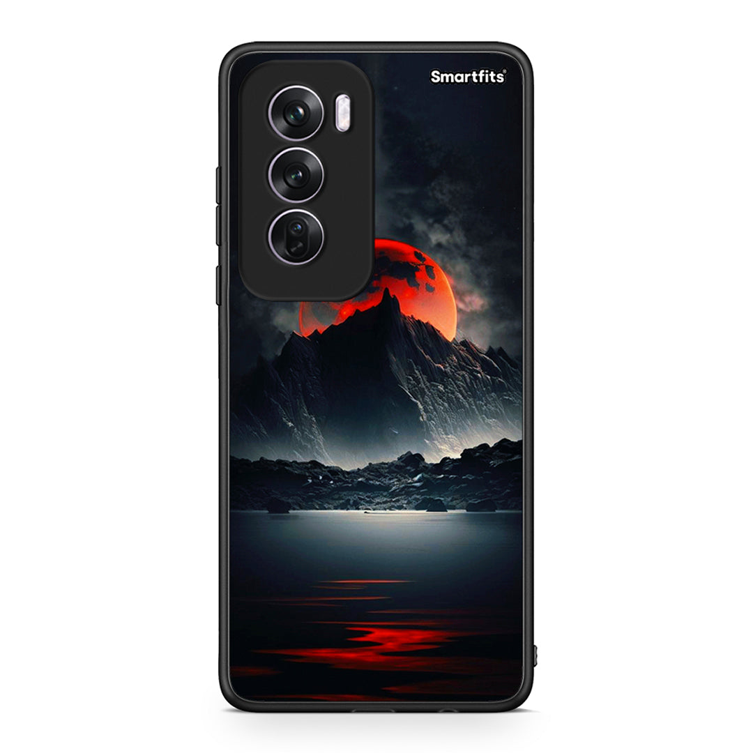 Oppo Reno12 Pro Red Full Moon θήκη από τη Smartfits με σχέδιο στο πίσω μέρος και μαύρο περίβλημα | Smartphone case with colorful back and black bezels by Smartfits