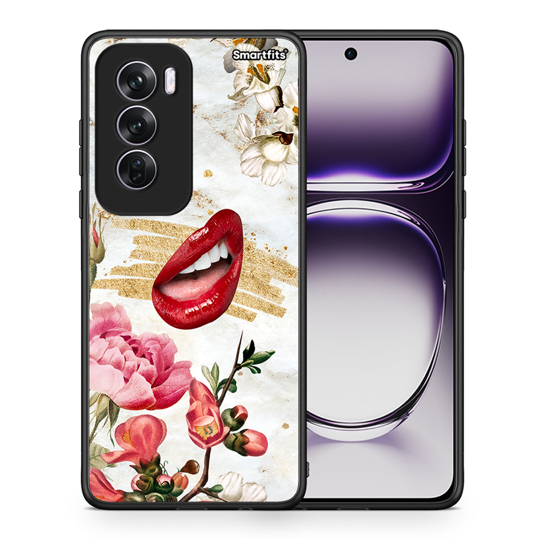 Θήκη Oppo Reno12 Pro Red Lips από τη Smartfits με σχέδιο στο πίσω μέρος και μαύρο περίβλημα | Oppo Reno12 Pro Red Lips case with colorful back and black bezels