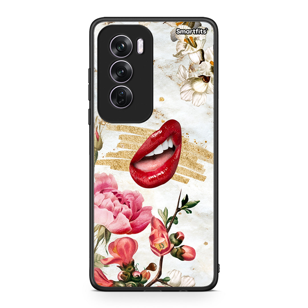 Oppo Reno12 Pro Red Lips θήκη από τη Smartfits με σχέδιο στο πίσω μέρος και μαύρο περίβλημα | Smartphone case with colorful back and black bezels by Smartfits