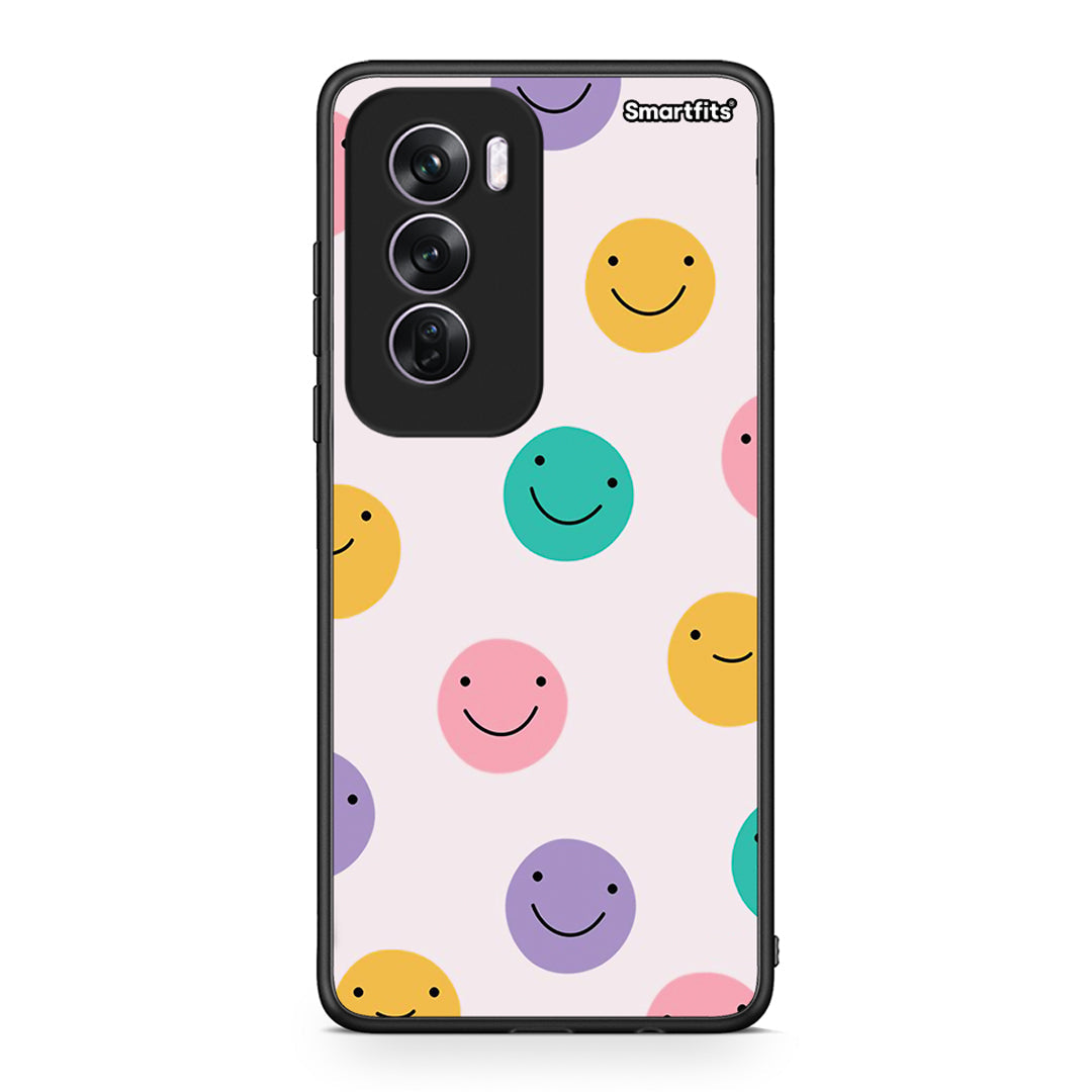 Oppo Reno12 Pro Smiley Faces θήκη από τη Smartfits με σχέδιο στο πίσω μέρος και μαύρο περίβλημα | Smartphone case with colorful back and black bezels by Smartfits