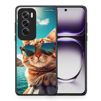 Thumbnail for Θήκη Oppo Reno12 Pro Summer Cat από τη Smartfits με σχέδιο στο πίσω μέρος και μαύρο περίβλημα | Oppo Reno12 Pro Summer Cat case with colorful back and black bezels