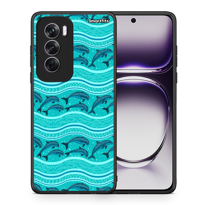 Θήκη Oppo Reno12 Pro Swimming Dolphins από τη Smartfits με σχέδιο στο πίσω μέρος και μαύρο περίβλημα | Oppo Reno12 Pro Swimming Dolphins case with colorful back and black bezels