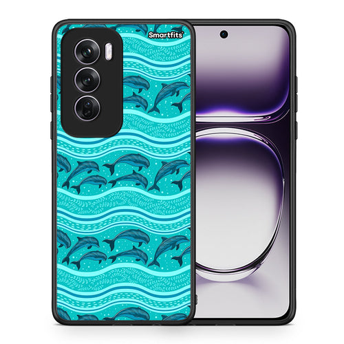 Θήκη Oppo Reno12 Pro Swimming Dolphins από τη Smartfits με σχέδιο στο πίσω μέρος και μαύρο περίβλημα | Oppo Reno12 Pro Swimming Dolphins case with colorful back and black bezels