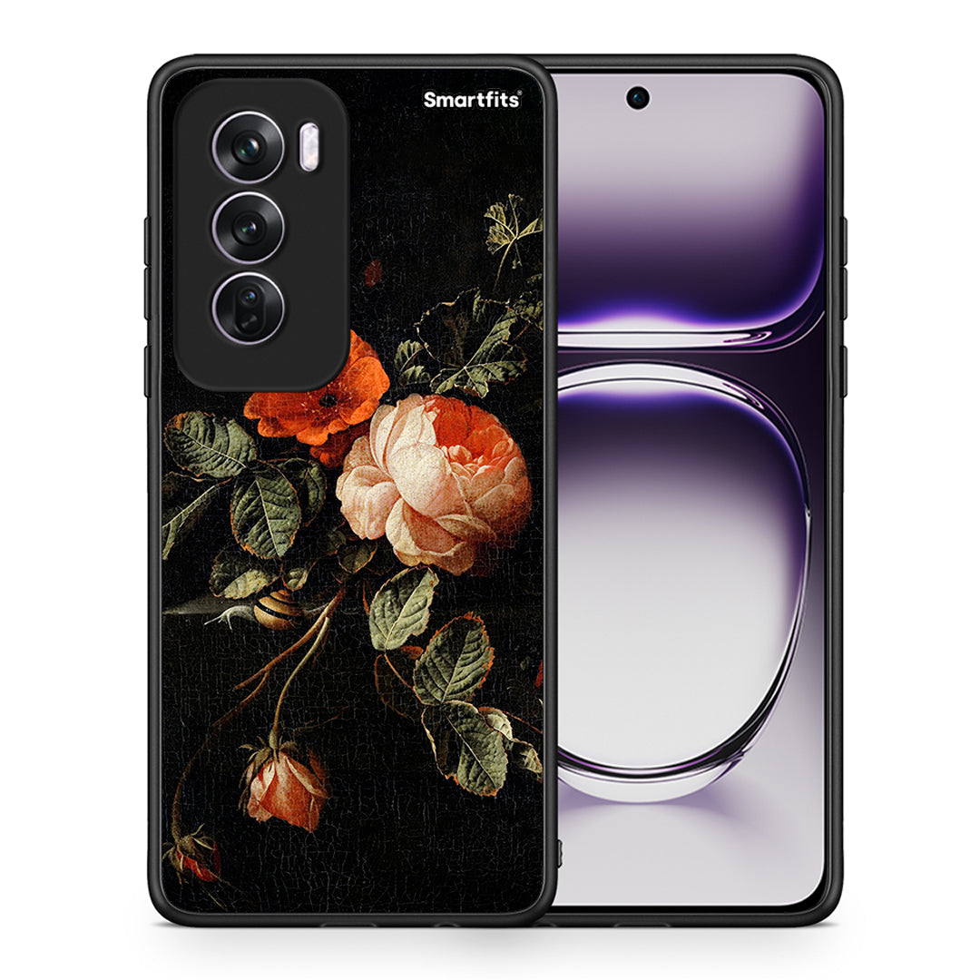 Θήκη Oppo Reno12 Pro Vintage Roses από τη Smartfits με σχέδιο στο πίσω μέρος και μαύρο περίβλημα | Oppo Reno12 Pro Vintage Roses case with colorful back and black bezels