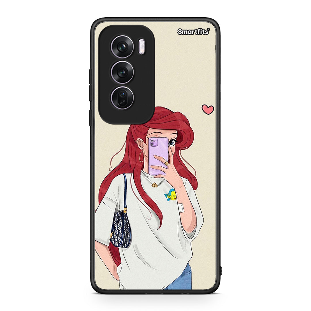 Oppo Reno12 Pro Walking Mermaid Θήκη από τη Smartfits με σχέδιο στο πίσω μέρος και μαύρο περίβλημα | Smartphone case with colorful back and black bezels by Smartfits