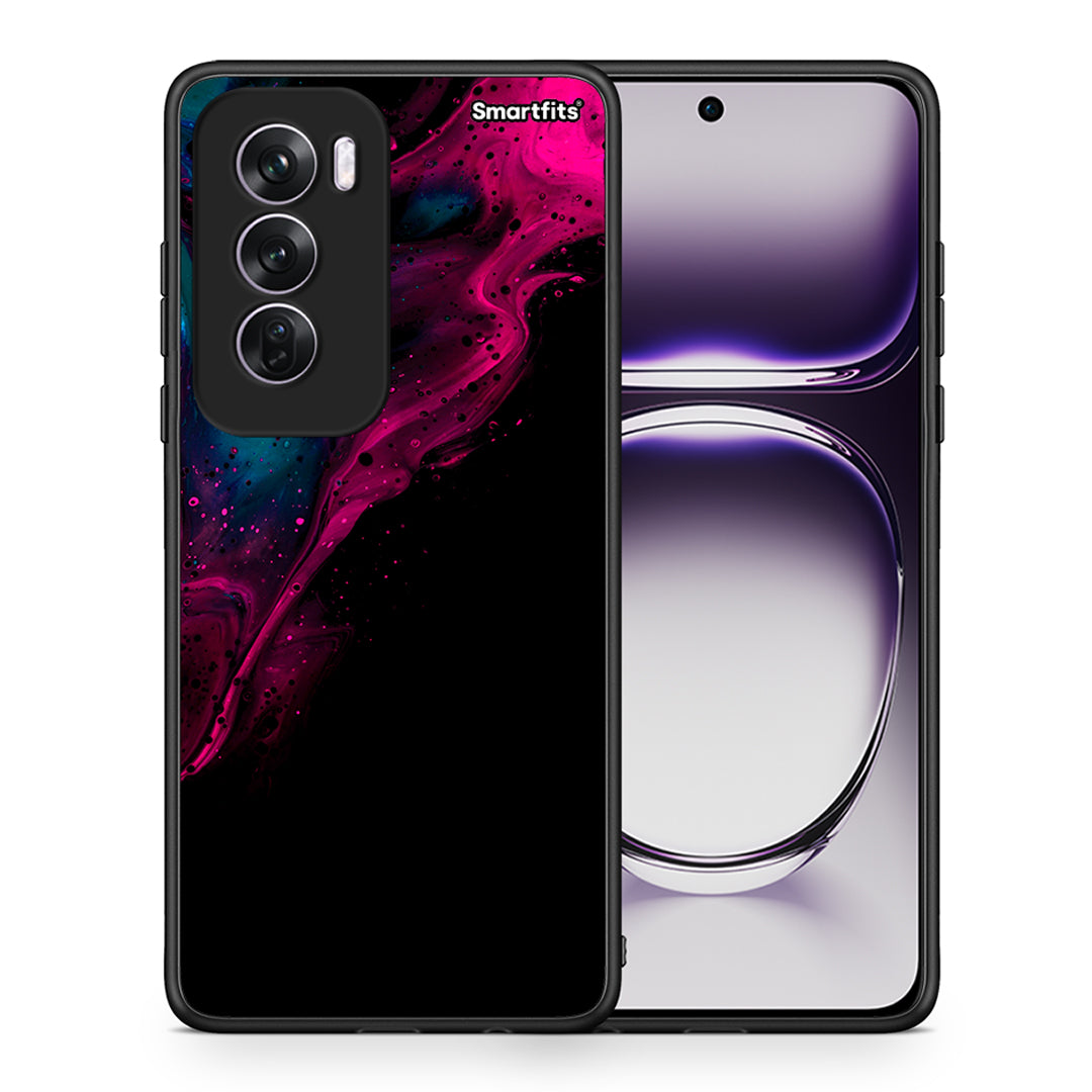 Θήκη Oppo Reno12 Pro Pink Black Watercolor από τη Smartfits με σχέδιο στο πίσω μέρος και μαύρο περίβλημα | Oppo Reno12 Pro Pink Black Watercolor case with colorful back and black bezels