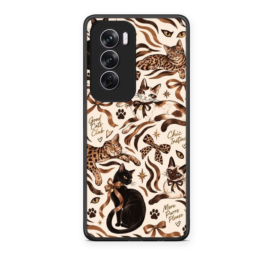 Θήκη Oppo Reno12 Pro Wild Cats and Animal Print Collage από τη Smartfits με σχέδιο στο πίσω μέρος και μαύρο περίβλημα | Oppo Reno12 Pro Wild Cats and Animal Print Collage case with colorful back and black bezels