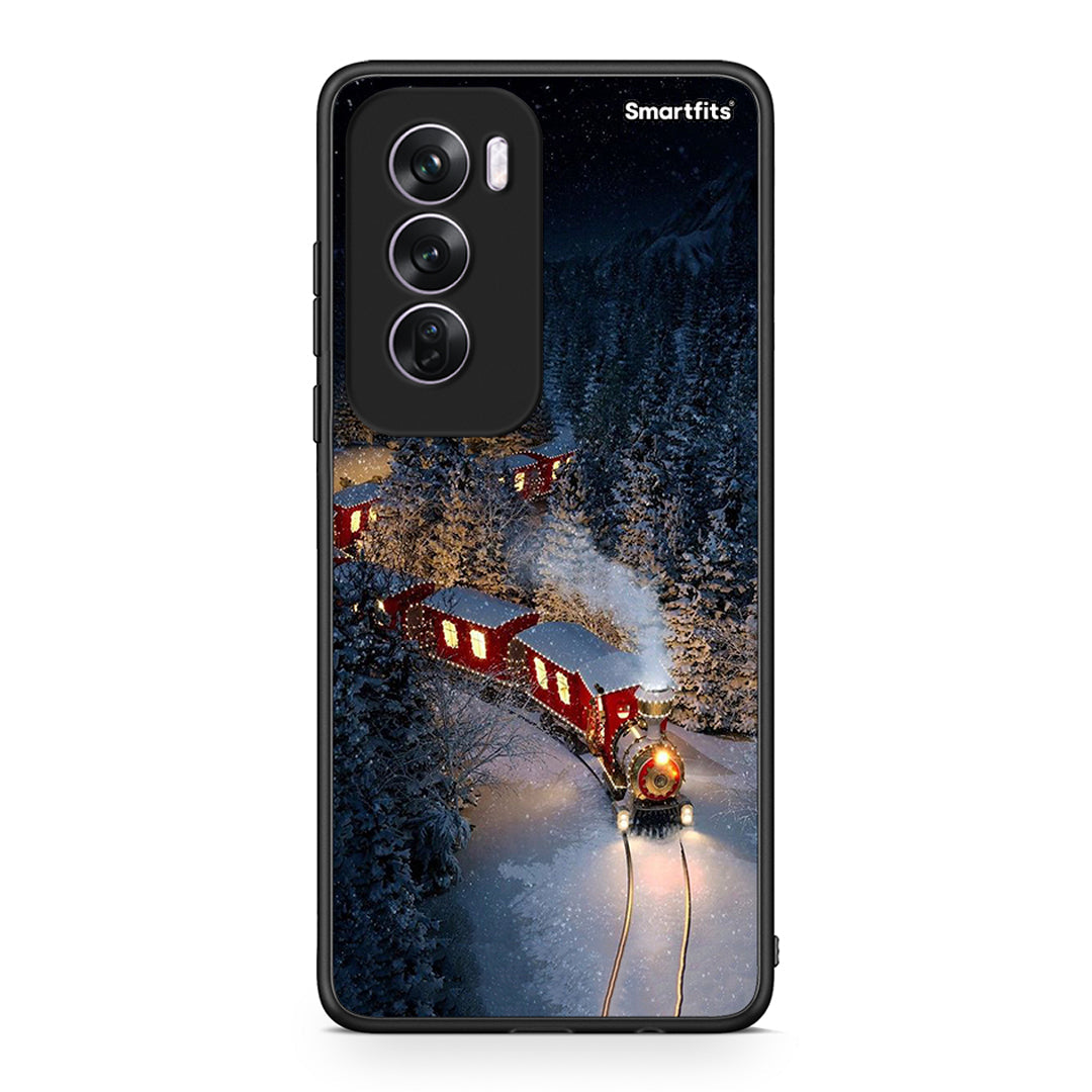 Oppo Reno12 Pro Xmas Train θήκη από τη Smartfits με σχέδιο στο πίσω μέρος και μαύρο περίβλημα | Smartphone case with colorful back and black bezels by Smartfits