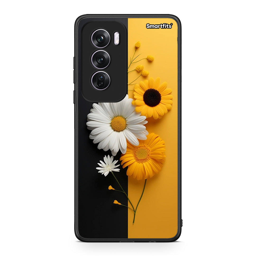 Oppo Reno12 Pro Yellow Daisies θήκη από τη Smartfits με σχέδιο στο πίσω μέρος και μαύρο περίβλημα | Smartphone case with colorful back and black bezels by Smartfits