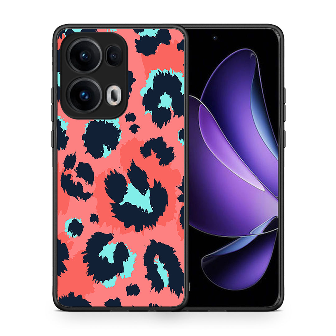 Θήκη Oppo Reno13 Pro Pink Leopard Animal από τη Smartfits με σχέδιο στο πίσω μέρος και μαύρο περίβλημα | Oppo Reno13 Pro Pink Leopard Animal case with colorful back and black bezels