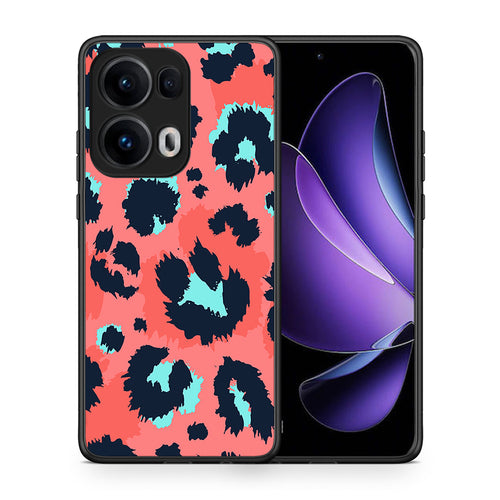 Θήκη Oppo Reno13 Pro Pink Leopard Animal από τη Smartfits με σχέδιο στο πίσω μέρος και μαύρο περίβλημα | Oppo Reno13 Pro Pink Leopard Animal case with colorful back and black bezels