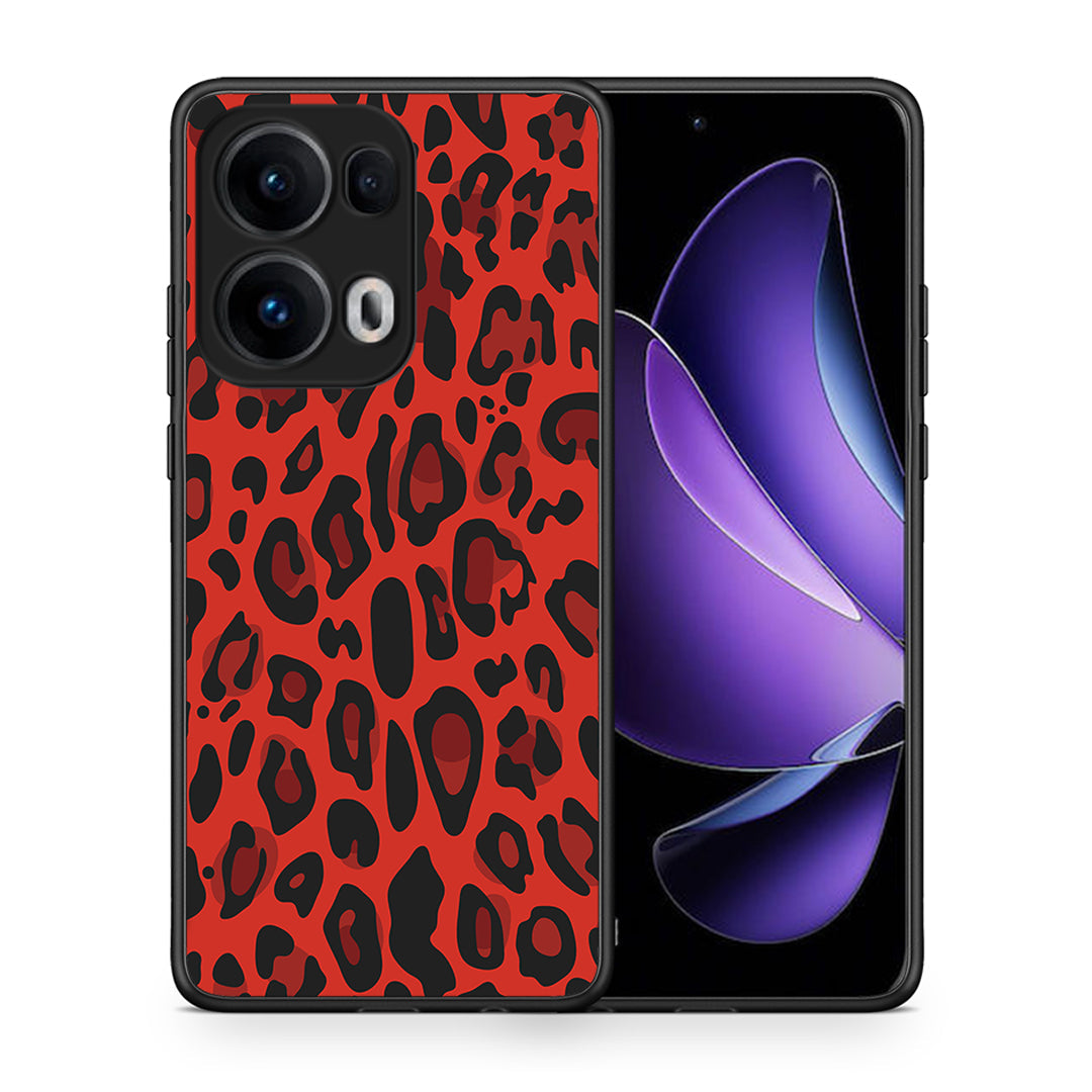 Θήκη Oppo Reno13 Pro Red Leopard Animal από τη Smartfits με σχέδιο στο πίσω μέρος και μαύρο περίβλημα | Oppo Reno13 Pro Red Leopard Animal case with colorful back and black bezels