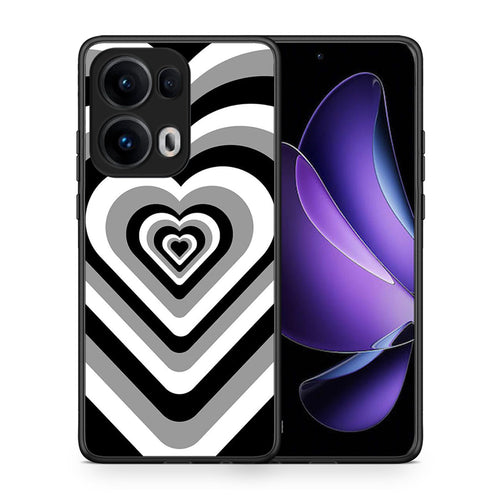 Θήκη Oppo Reno13 Pro Black Hearts από τη Smartfits με σχέδιο στο πίσω μέρος και μαύρο περίβλημα | Oppo Reno13 Pro Black Hearts case with colorful back and black bezels