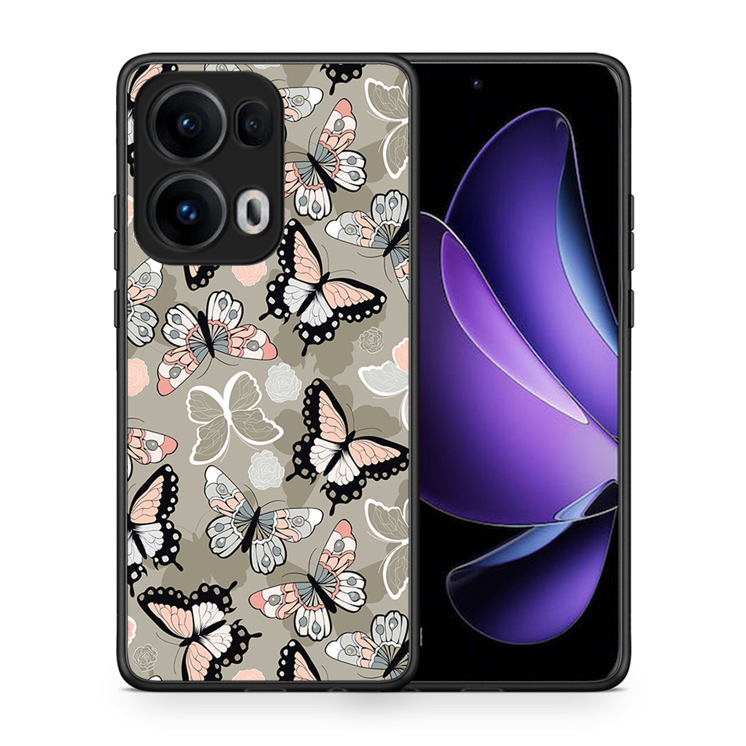 Θήκη Oppo Reno13 Pro Butterflies Boho από τη Smartfits με σχέδιο στο πίσω μέρος και μαύρο περίβλημα | Oppo Reno13 Pro Butterflies Boho case with colorful back and black bezels