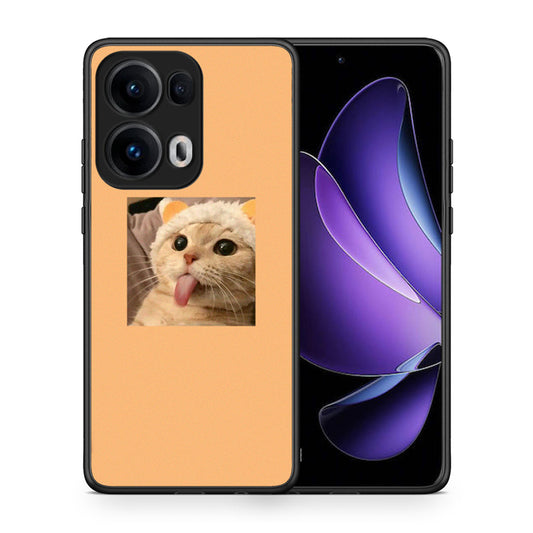 Θήκη Oppo Reno13 Pro Cat Tongue από τη Smartfits με σχέδιο στο πίσω μέρος και μαύρο περίβλημα | Oppo Reno13 Pro Cat Tongue case with colorful back and black bezels