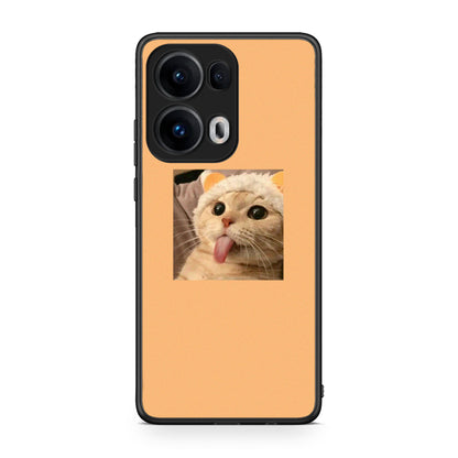 Oppo Reno13 Pro Cat Tongue θήκη από τη Smartfits με σχέδιο στο πίσω μέρος και μαύρο περίβλημα | Smartphone case with colorful back and black bezels by Smartfits