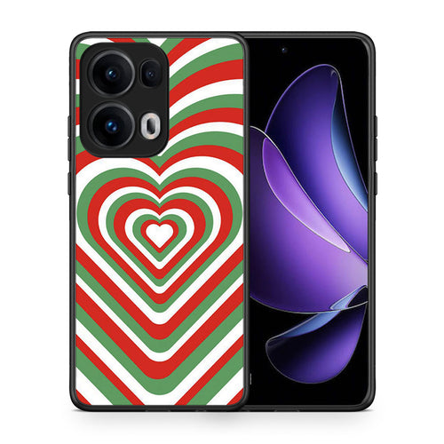 Θήκη Oppo Reno13 Pro Christmas Hearts από τη Smartfits με σχέδιο στο πίσω μέρος και μαύρο περίβλημα | Oppo Reno13 Pro Christmas Hearts case with colorful back and black bezels