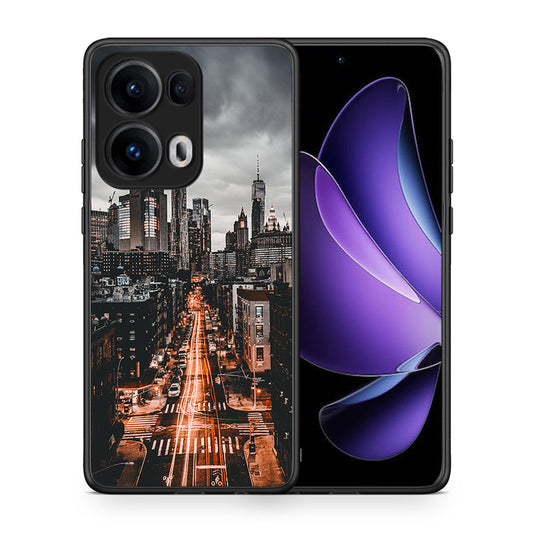 Θήκη Oppo Reno13 Pro City Lights από τη Smartfits με σχέδιο στο πίσω μέρος και μαύρο περίβλημα | Oppo Reno13 Pro City Lights case with colorful back and black bezels
