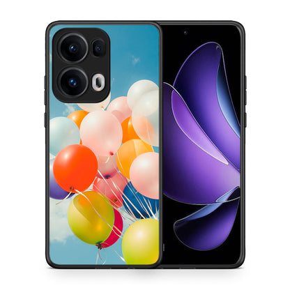 Θήκη Oppo Reno13 Pro Colorful Balloons από τη Smartfits με σχέδιο στο πίσω μέρος και μαύρο περίβλημα | Oppo Reno13 Pro Colorful Balloons case with colorful back and black bezels