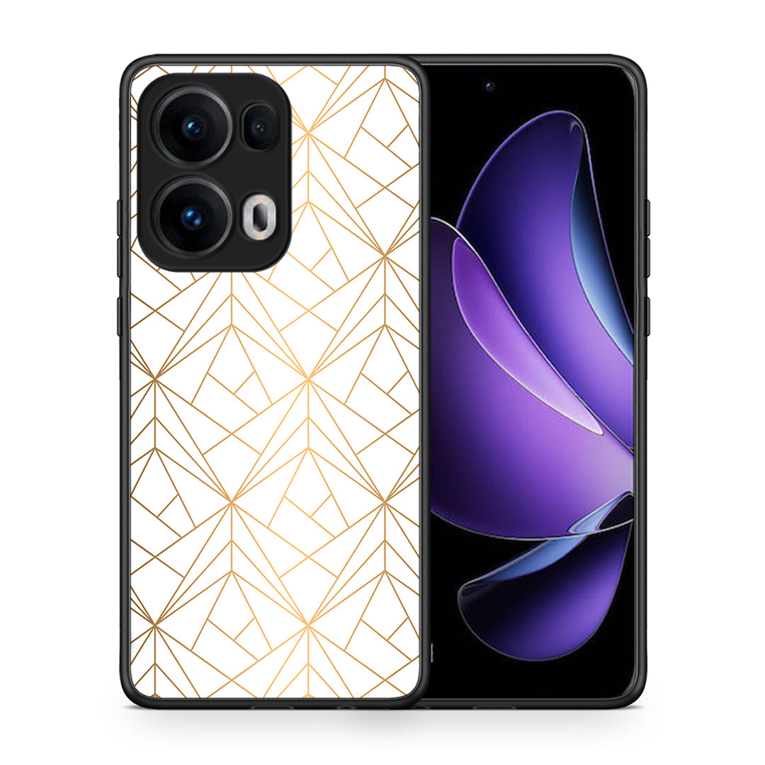 Θήκη Oppo Reno13 Pro Luxury White Geometric από τη Smartfits με σχέδιο στο πίσω μέρος και μαύρο περίβλημα | Oppo Reno13 Pro Luxury White Geometric case with colorful back and black bezels