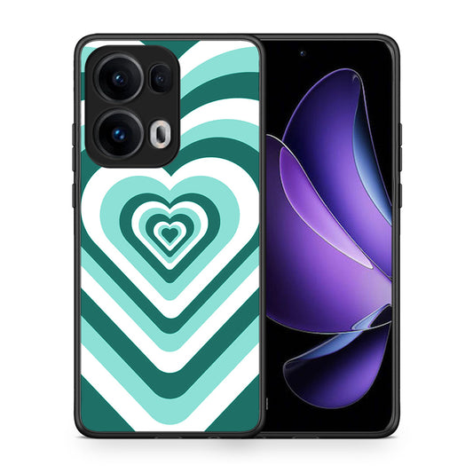 Θήκη Oppo Reno13 Pro Green Hearts από τη Smartfits με σχέδιο στο πίσω μέρος και μαύρο περίβλημα | Oppo Reno13 Pro Green Hearts case with colorful back and black bezels