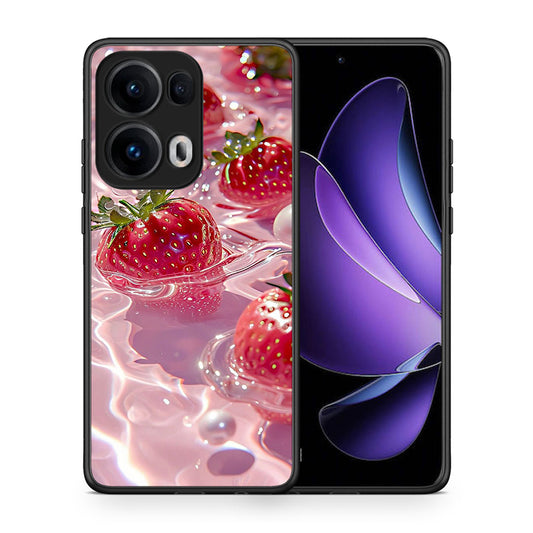 Θήκη Oppo Reno13 Pro Juicy Strawberries από τη Smartfits με σχέδιο στο πίσω μέρος και μαύρο περίβλημα | Oppo Reno13 Pro Juicy Strawberries case with colorful back and black bezels