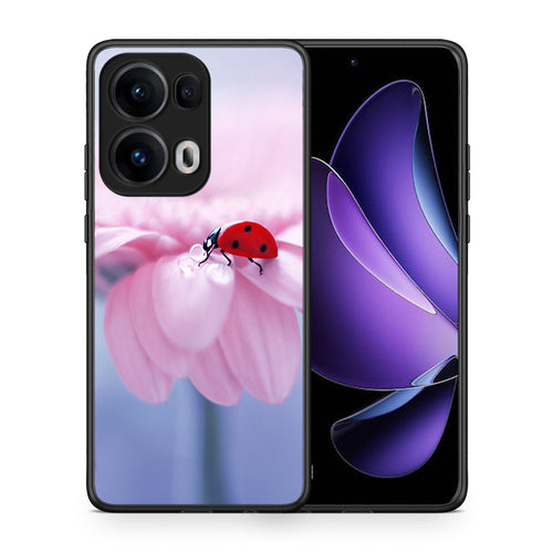 Θήκη Oppo Reno13 Pro Ladybug Flower από τη Smartfits με σχέδιο στο πίσω μέρος και μαύρο περίβλημα | Oppo Reno13 Pro Ladybug Flower case with colorful back and black bezels