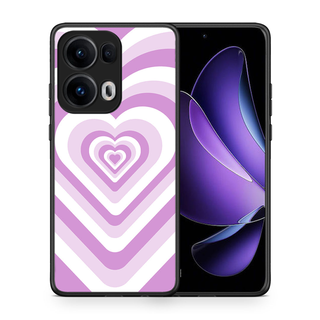 Θήκη Oppo Reno13 Pro Lilac Hearts από τη Smartfits με σχέδιο στο πίσω μέρος και μαύρο περίβλημα | Oppo Reno13 Pro Lilac Hearts case with colorful back and black bezels