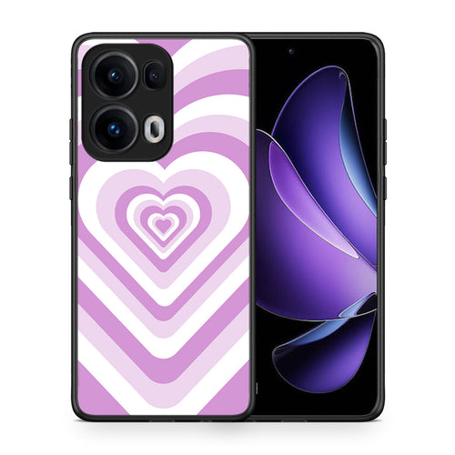 Θήκη Oppo Reno13 Pro Lilac Hearts από τη Smartfits με σχέδιο στο πίσω μέρος και μαύρο περίβλημα | Oppo Reno13 Pro Lilac Hearts case with colorful back and black bezels