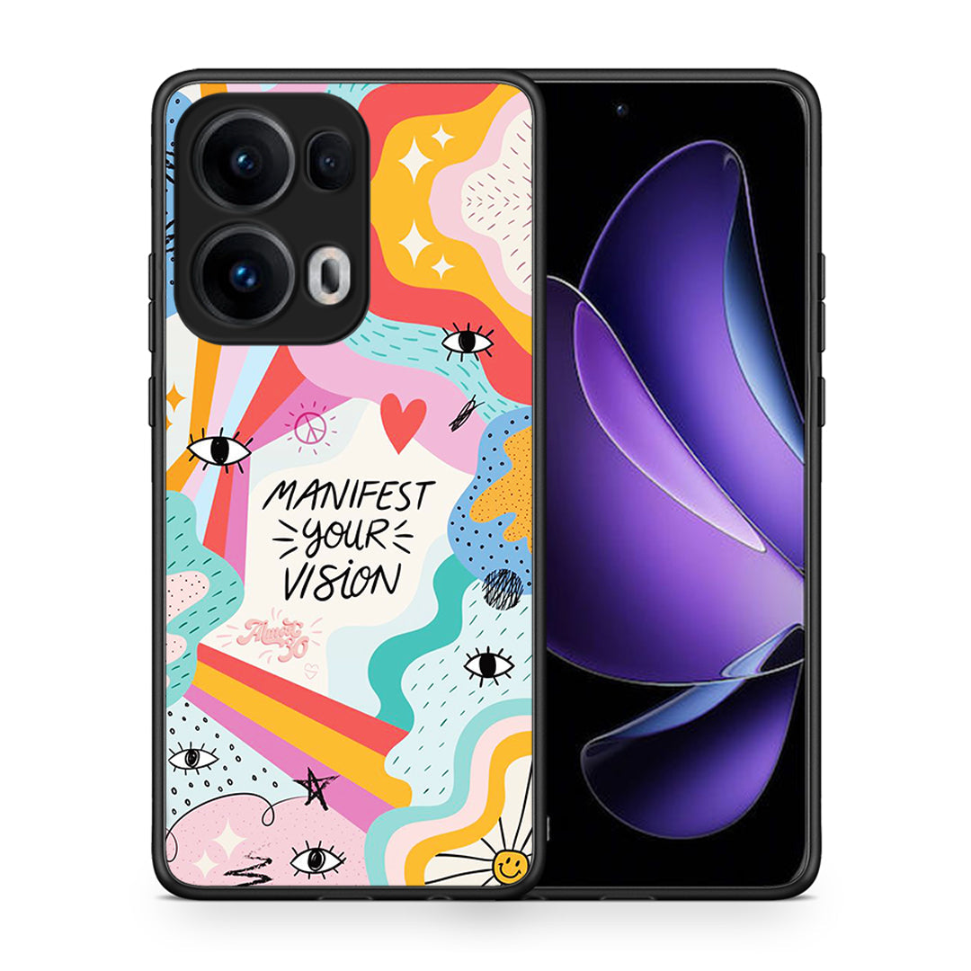 Θήκη Oppo Reno13 Pro Manifest Your Vision από τη Smartfits με σχέδιο στο πίσω μέρος και μαύρο περίβλημα | Oppo Reno13 Pro Manifest Your Vision case with colorful back and black bezels