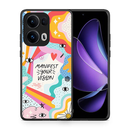 Θήκη Oppo Reno13 Pro Manifest Your Vision από τη Smartfits με σχέδιο στο πίσω μέρος και μαύρο περίβλημα | Oppo Reno13 Pro Manifest Your Vision case with colorful back and black bezels