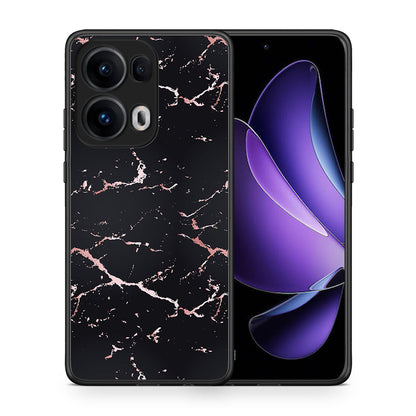 Θήκη Oppo Reno13 Pro Black Rosegold Marble από τη Smartfits με σχέδιο στο πίσω μέρος και μαύρο περίβλημα | Oppo Reno13 Pro Black Rosegold Marble case with colorful back and black bezels