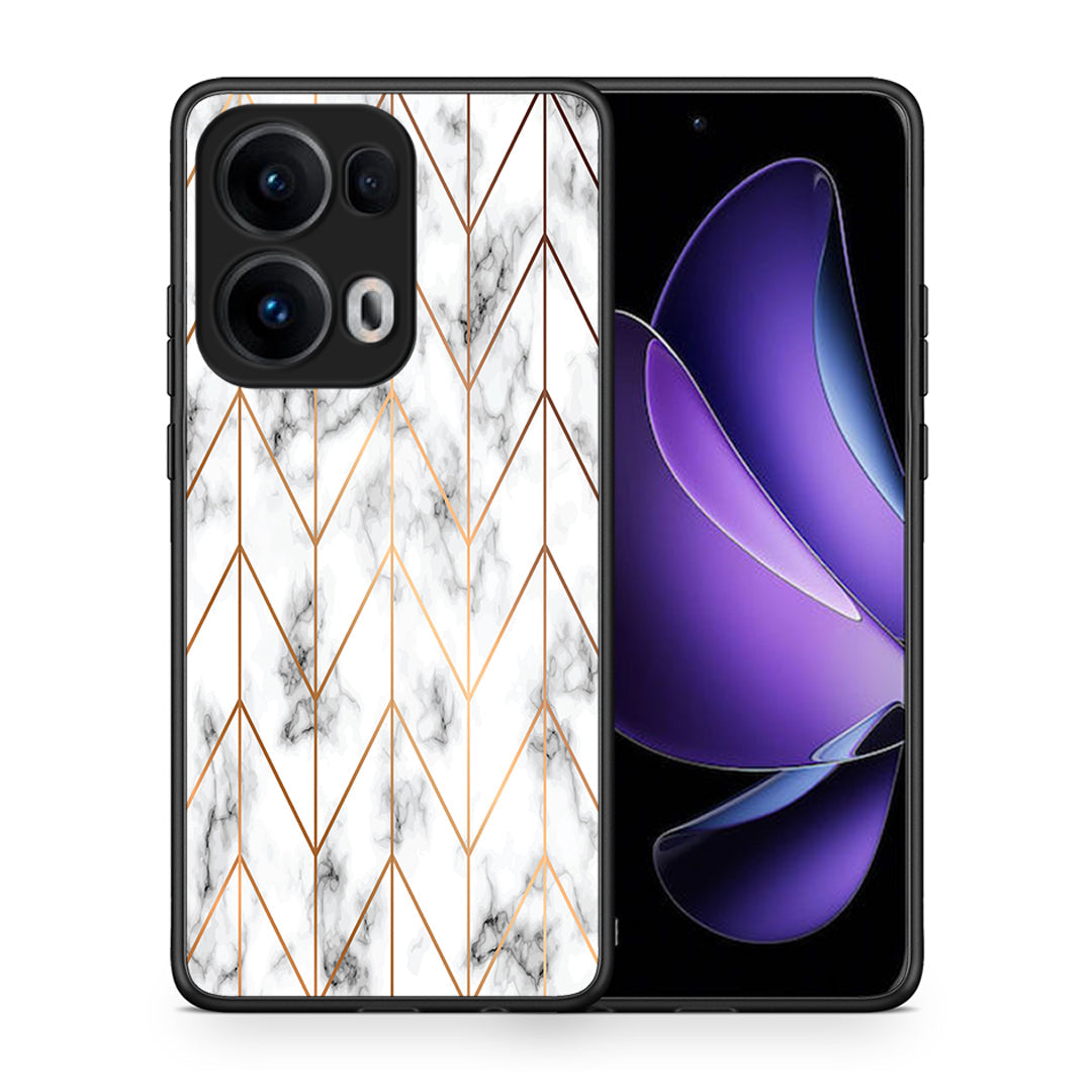Θήκη Oppo Reno13 Pro Gold Geometric Marble από τη Smartfits με σχέδιο στο πίσω μέρος και μαύρο περίβλημα | Oppo Reno13 Pro Gold Geometric Marble case with colorful back and black bezels