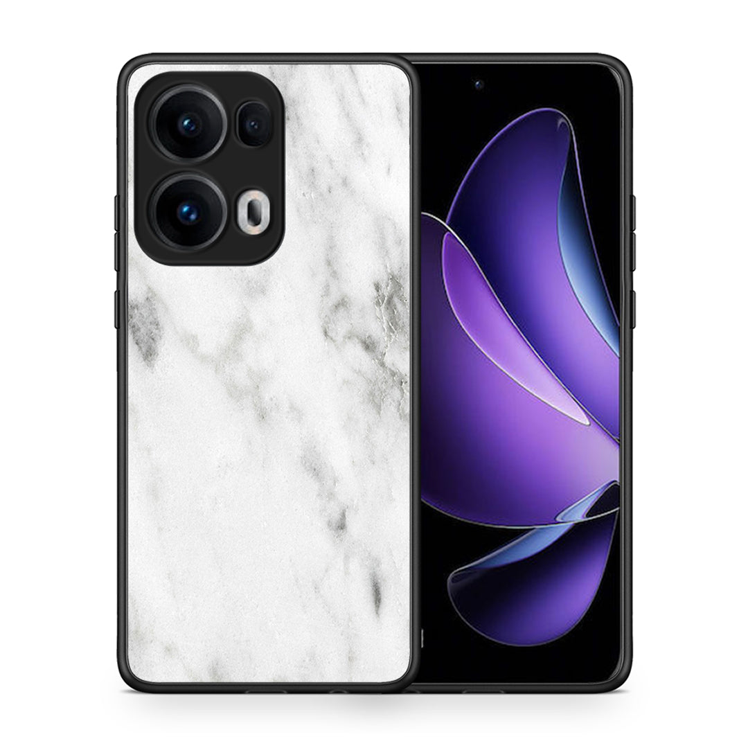 Θήκη Oppo Reno13 Pro White Marble από τη Smartfits με σχέδιο στο πίσω μέρος και μαύρο περίβλημα | Oppo Reno13 Pro White Marble case with colorful back and black bezels