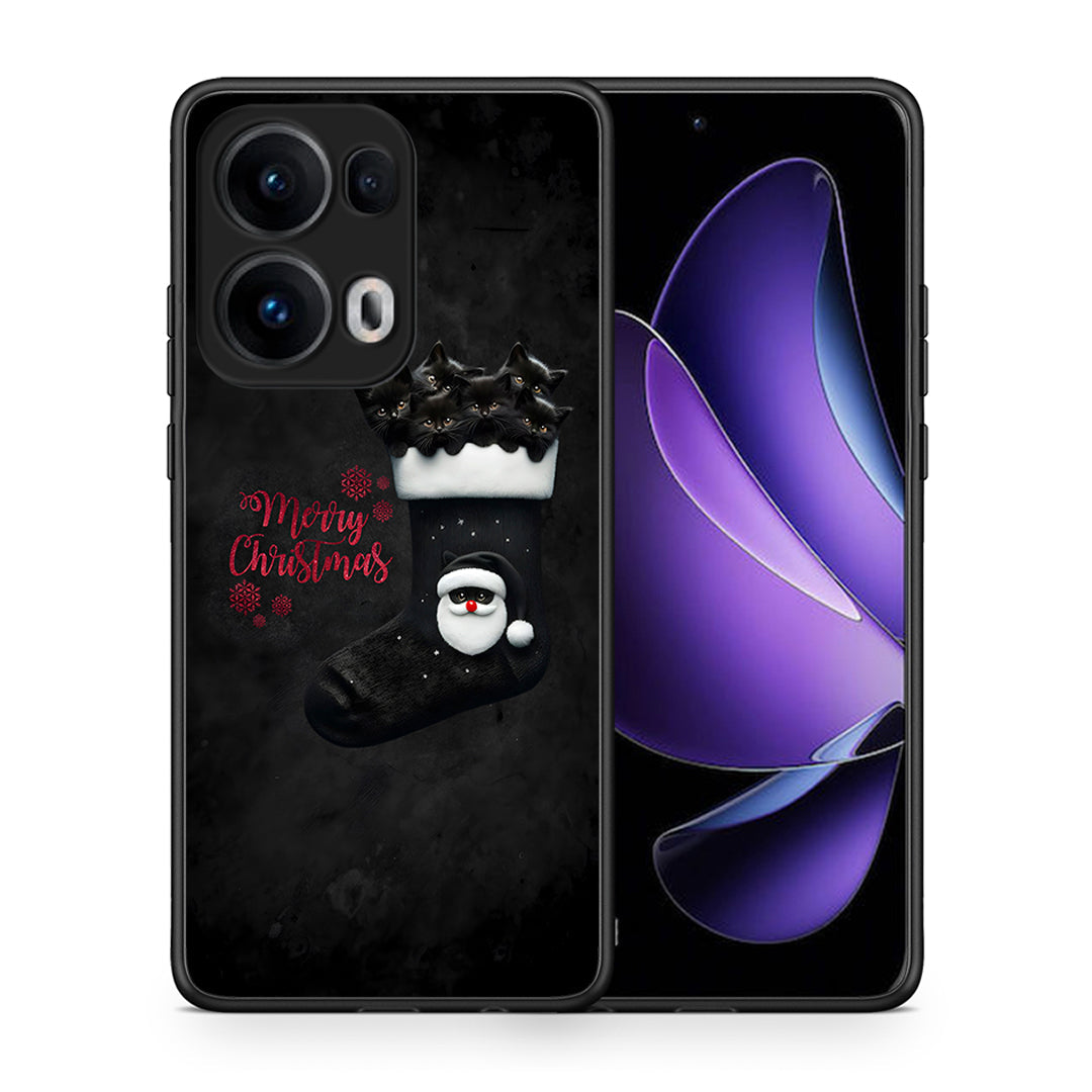 Θήκη Oppo Reno13 Pro Merry Cat Christmas από τη Smartfits με σχέδιο στο πίσω μέρος και μαύρο περίβλημα | Oppo Reno13 Pro Merry Cat Christmas case with colorful back and black bezels