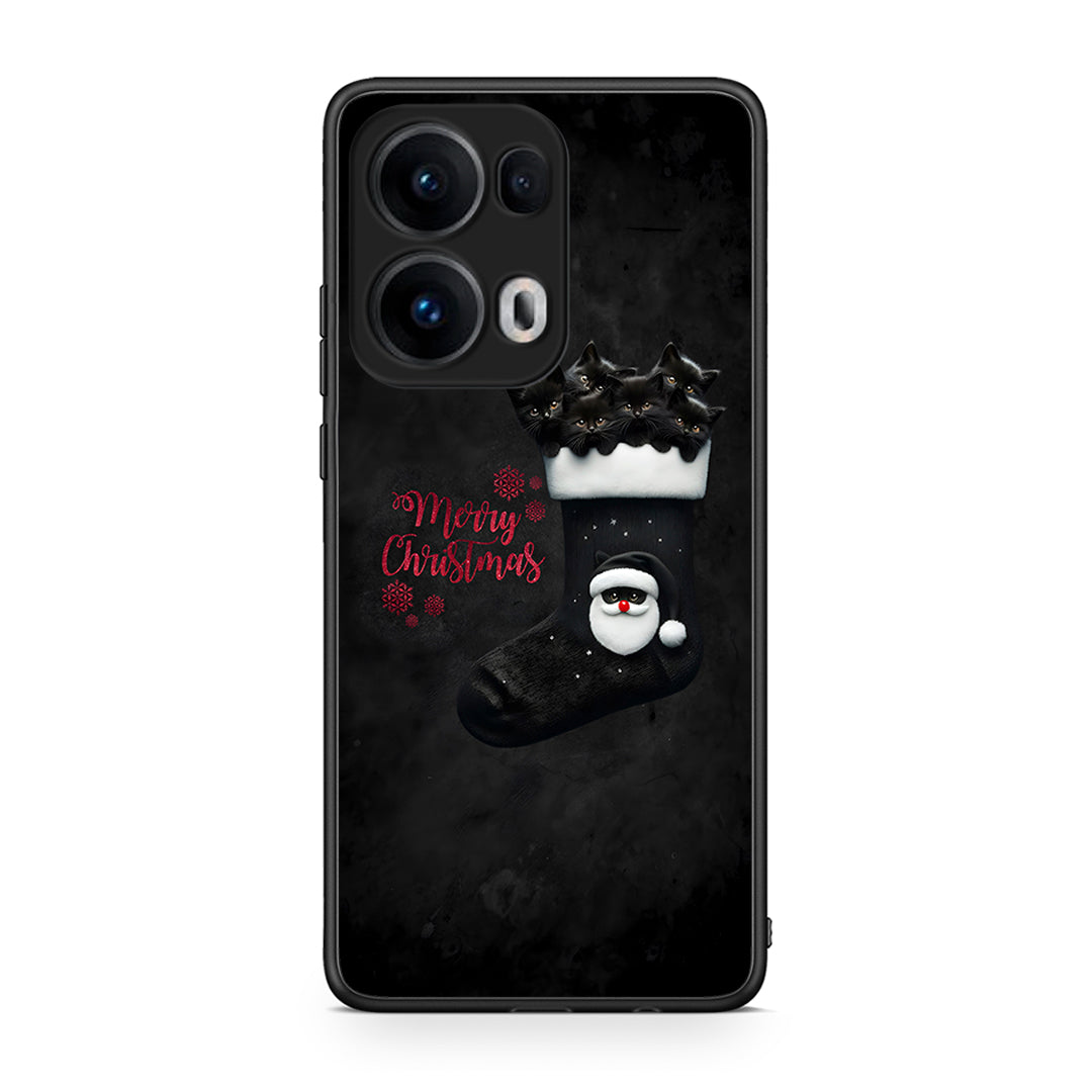 Oppo Reno13 Pro Merry Cat Christmas θήκη από τη Smartfits με σχέδιο στο πίσω μέρος και μαύρο περίβλημα | Smartphone case with colorful back and black bezels by Smartfits
