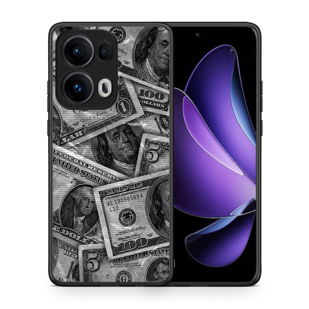 Θήκη Oppo Reno13 Pro Money Dollars από τη Smartfits με σχέδιο στο πίσω μέρος και μαύρο περίβλημα | Oppo Reno13 Pro Money Dollars case with colorful back and black bezels
