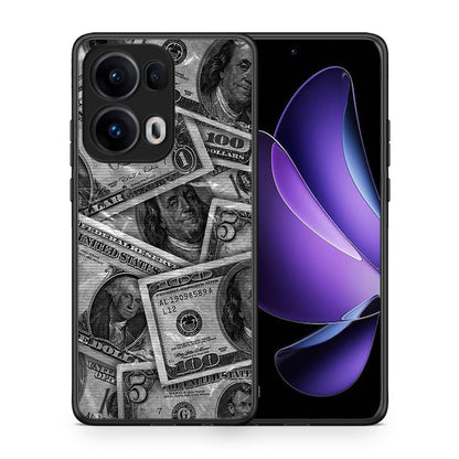 Θήκη Oppo Reno13 Pro Money Dollars από τη Smartfits με σχέδιο στο πίσω μέρος και μαύρο περίβλημα | Oppo Reno13 Pro Money Dollars case with colorful back and black bezels